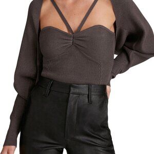 Favorite Daughter Sweater Women's Knit Cardigan Layla Shrug Charcoal Gray XS/S